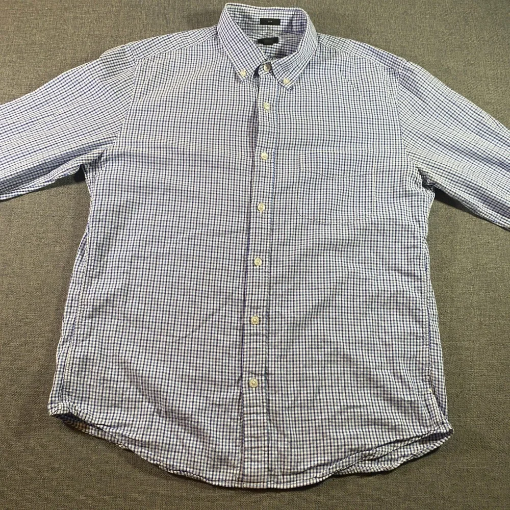 J. Crew Mens Slim‎ Fit Gingham Check Button Down Long Sleeve Casual Shirt